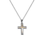 Σταυρός Unisex σε Λευκόχρυσο με Ροζ Λεπτομέρεια