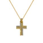 Σταυρός Γυναικείος Χειροποίητος σε Χρυσό και Λευκόχρυσο Κ14