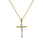 Ανδρικός Σταυρός Δίχρωμος με Εσταυρωμένο Κ14