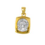 Μενταγιόν Φυλαχτό Ιησούς Χριστός σε Χρυσό και Λευκόχρυσο Κ14